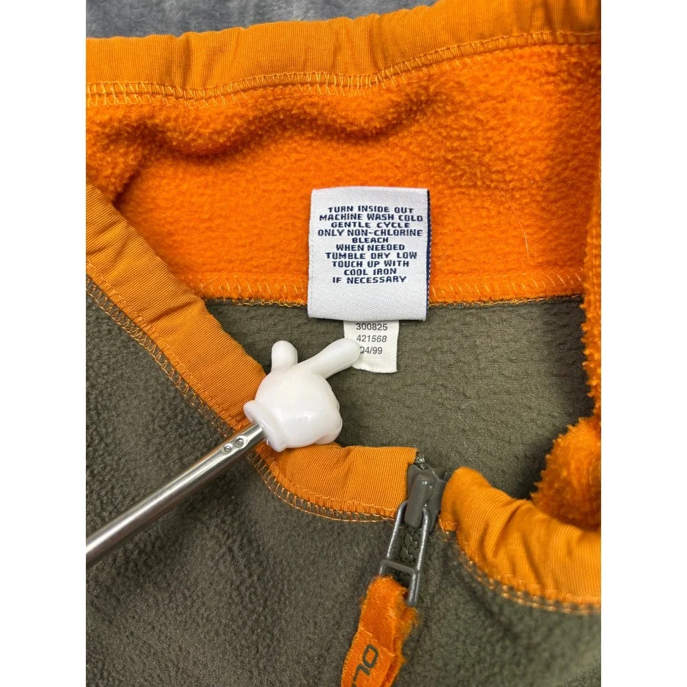 Vintage 1999 Old Navy Fleece Pullover XXL Green Orange 1/4‎ Zip Minimal GORP